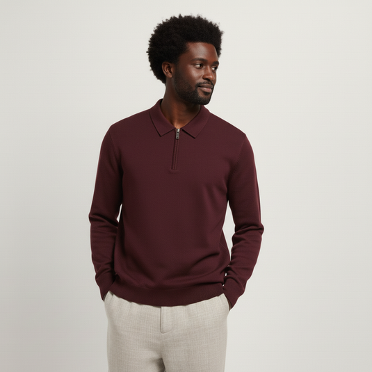 Zip-Sweater mit Polokragen
