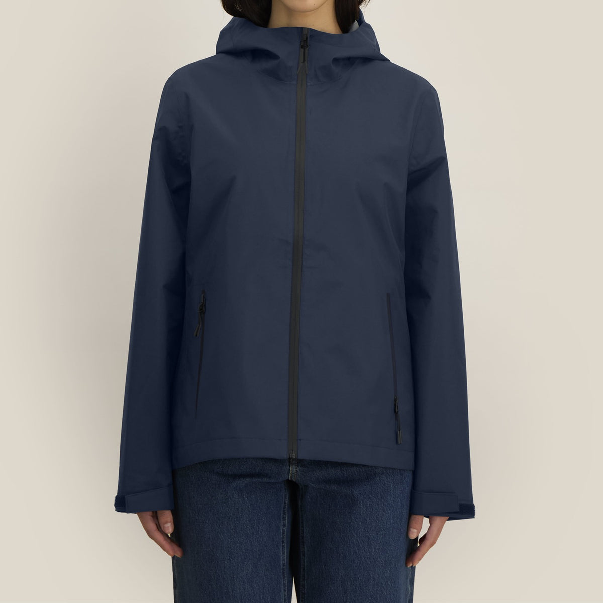 Damen Regenjacke Navy, Vorderansicht
