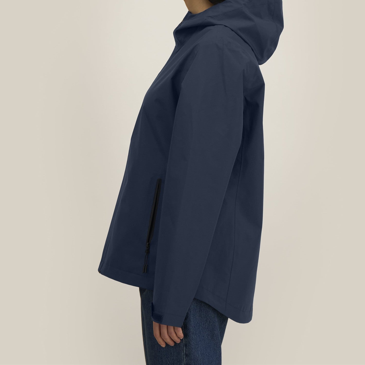 Damen Regenjacke Navy, Seitenansicht