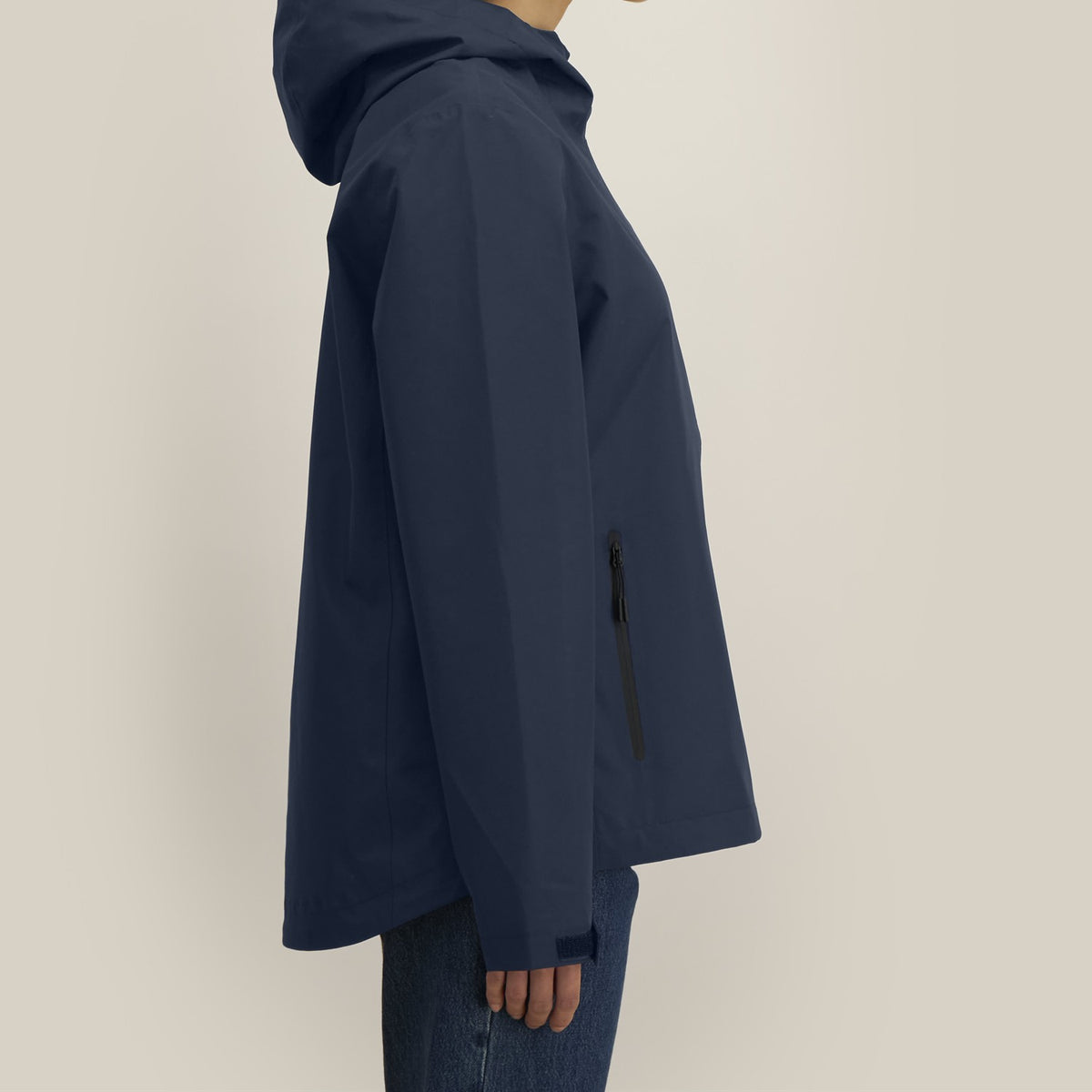 Damen Regenjacke Navy, Seitenansicht rechts