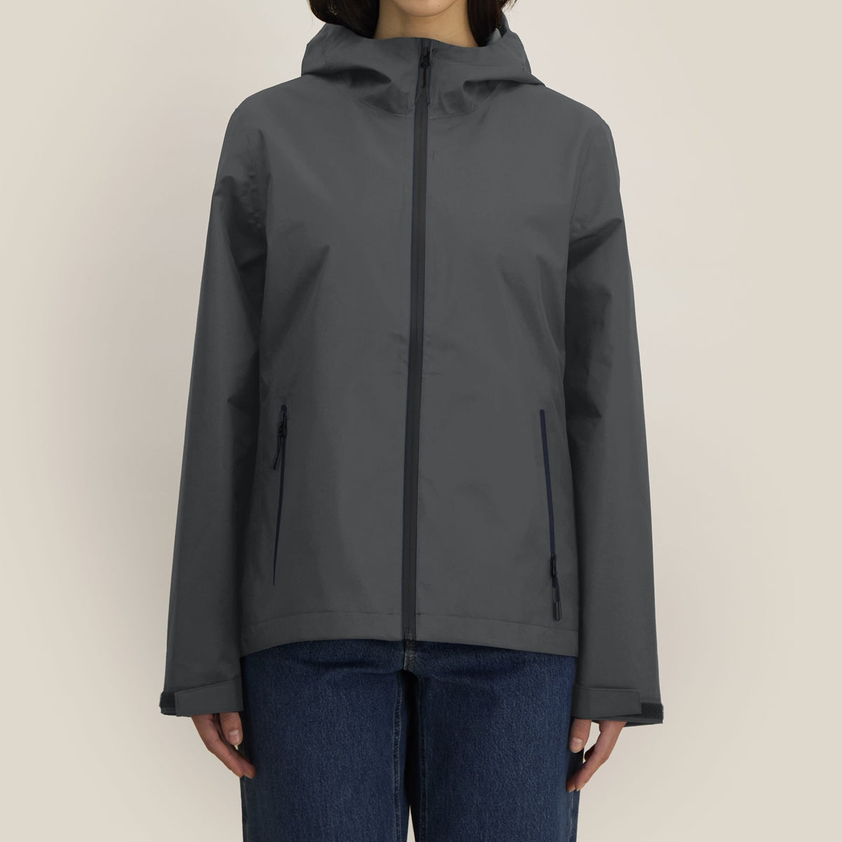 Damen Regenjacke Anthrazit, Vorderansicht