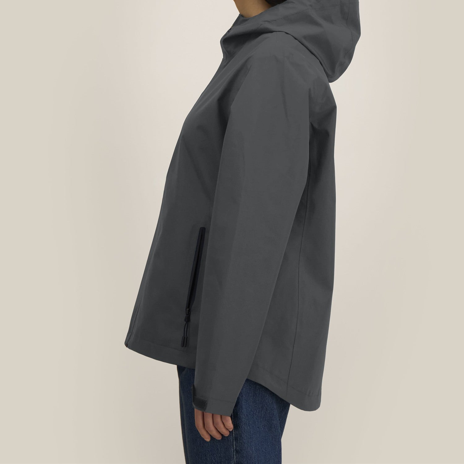 Damen Regenjacke Anthrazit, Seitenansicht