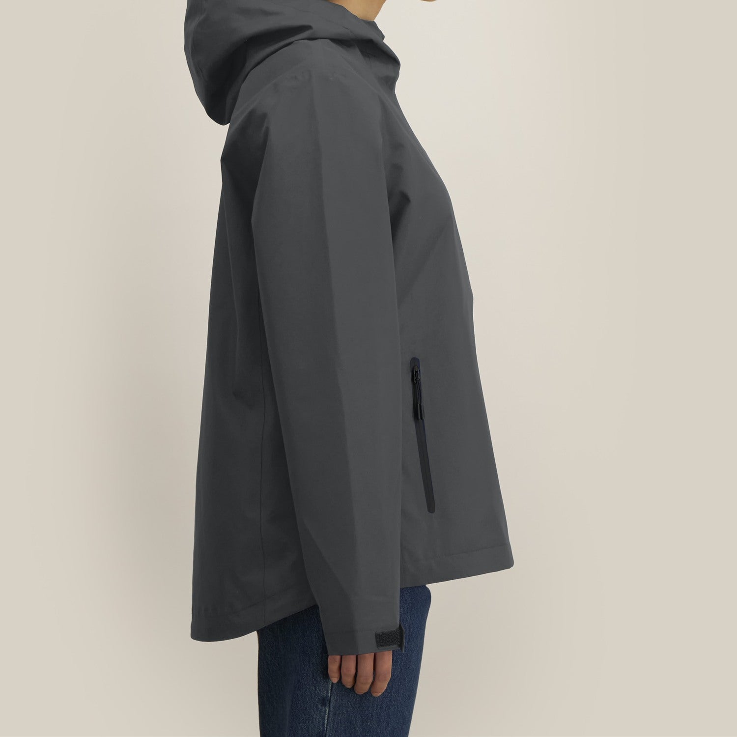 Damen Regenjacke Anthrazit, Seitenansicht rechts