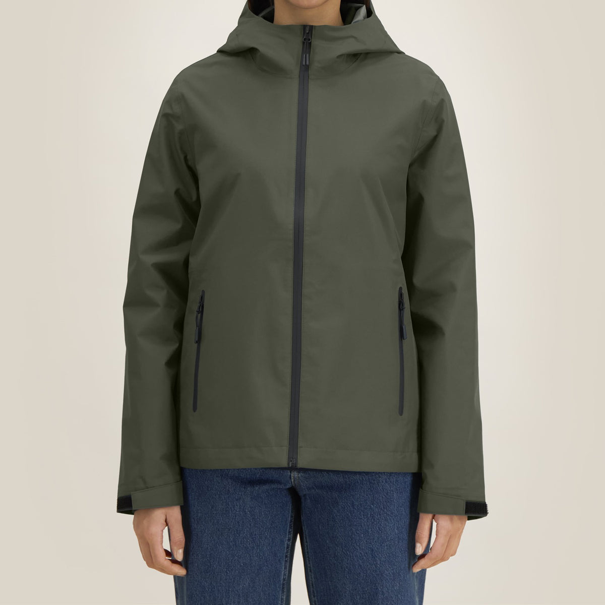 Damen Regenjacke Khaki, Vorderansicht