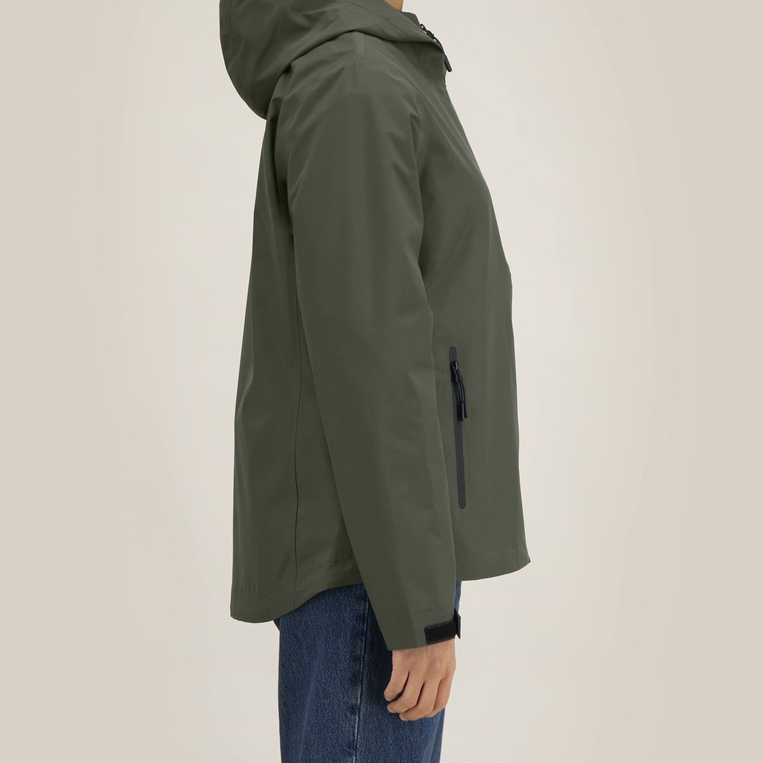 Damen Regenjacke Khaki, Seitenansicht rechts