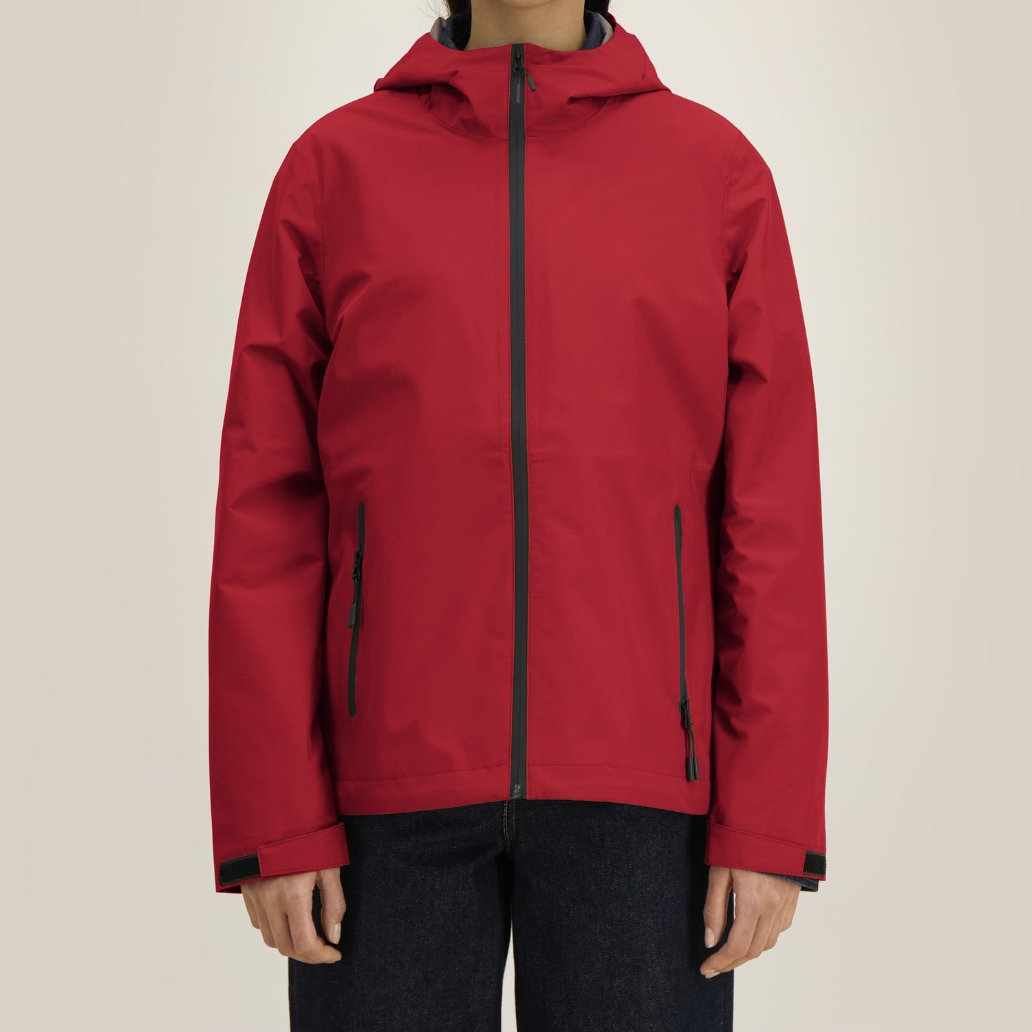Damen Regenjacke Rot, Vorderansicht