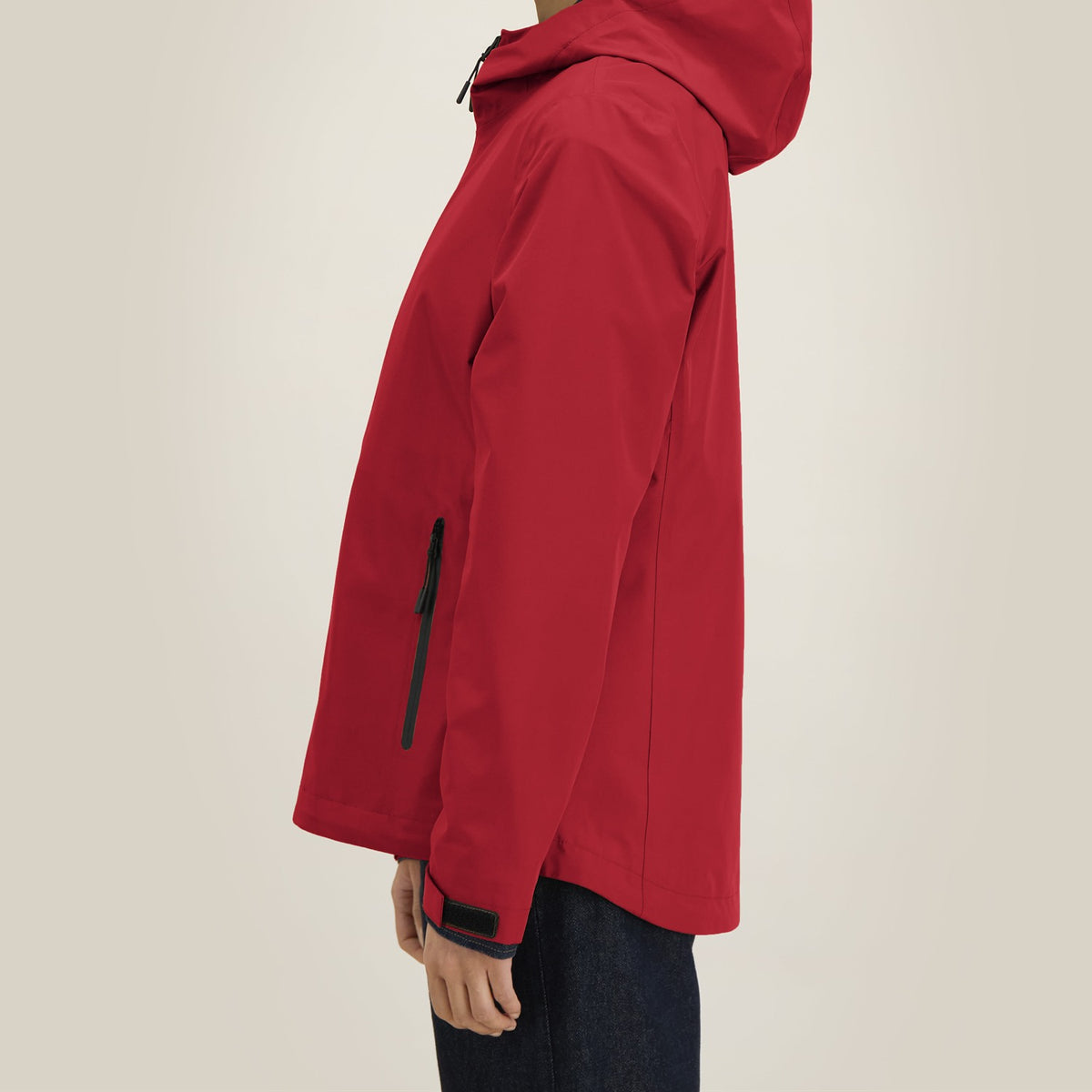 Damen Regenjacke Rot, Seitenansicht