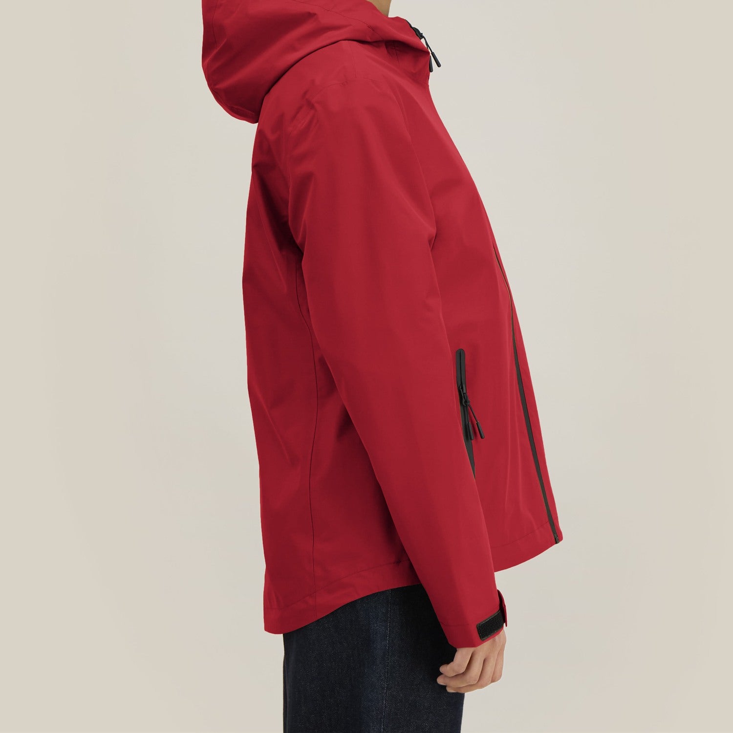 Damen Regenjacke Rot, Seitenansicht rechts