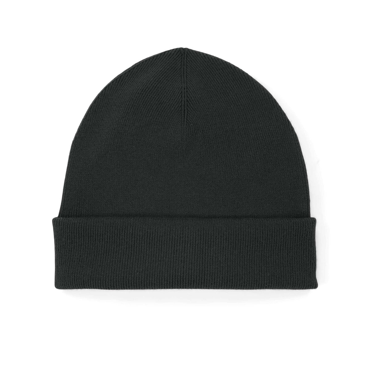 Unisex Beanie mit Umschlag Schwarz – Produktansicht vorne