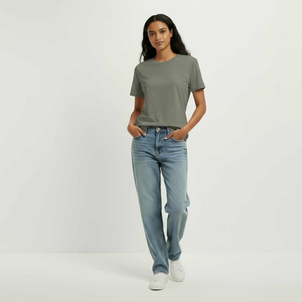 T-Shirt aus Baumwoll-Leinen-Mix