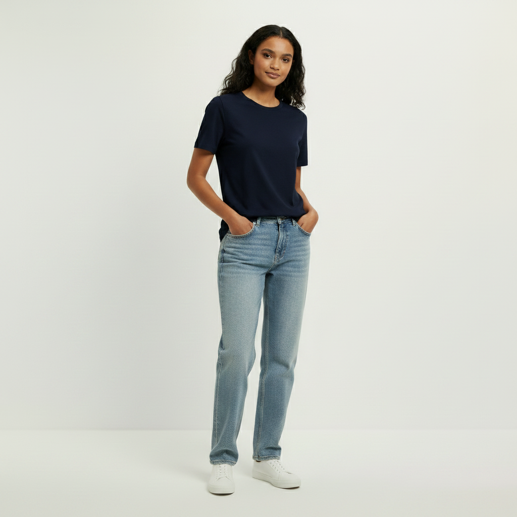 T-Shirt aus Baumwoll-Leinen-Mix